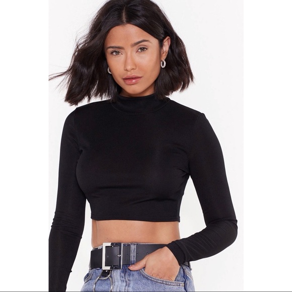 Nasty Gal Tops - NASTYGAL Black Crop Turtleneck Top